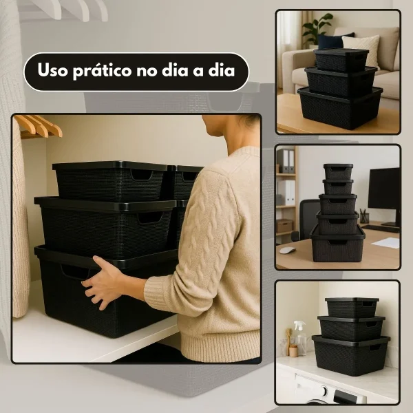 D_NQ_NP_2X_745041-MLB110839342766_052026-F-kit-6-caixas-organizadoras-cesto-tampa-multiuso-2l-6l-16l Kit 6 Caixas Organizadoras Cesto Tampa Multiuso 2l 6l 16l Preto Jutta