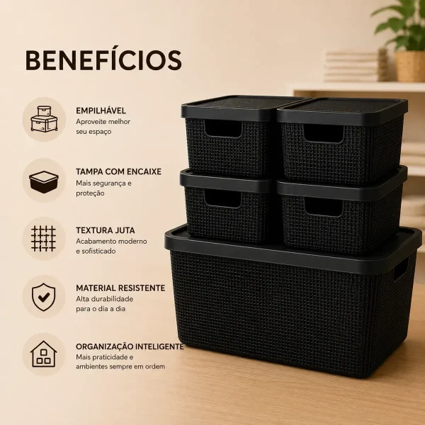 D_NQ_NP_2X_760504-MLB111802421095_052026-F-kit-6-caixas-organizadoras-cesto-tampa-multiuso-2l-6l-16l Kit 6 Caixas Organizadoras Cesto Tampa Multiuso 2l 6l 16l Preto Jutta